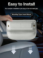 Universal Fit Premium Leather Car Seat Gap Filler Organizer, Center Console Organizer with Card Slots, Clever Gifts for Car SUV Truck Owners (Beige, 1 Pack)