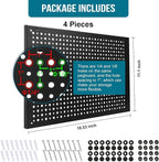 4 Pack Heavy Duty Steel Pegboard Garage Organization Panels,Universal 1/8 and 1/4 Pegboard Accessories,Suitable for Tool Stor