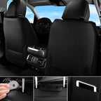 CAR PASS Bling Leather Car Seat Covers & Black Nappa Leather Calfskin Seat Cushioned Protector, Waterproof Anti-Slip Universa