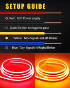 Sequential Turn Signal Led Light Strip Dynamic Scan Start Up Hood Lights Flexible DRL Daytime Running Light for Car,Truck,SUV,Dual Color Red Amber Flowing Switchback 12V 59inch /1.5M (1Set)
