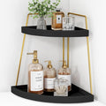 Forbena Black and Gold Corner Bathroom Counter Organizer, Modern Kitchen Countertop Shelf Organizer for Sink, Two Tier Makeup