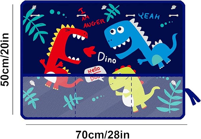 Car Sun Shade for Baby Kids Children 2 Pack Car Side Window Curtain Protector Protects from Sun Glare Heat Blocks UV Rays Glare Car Interior Sun Blocker Blind (Three Dinosaur)