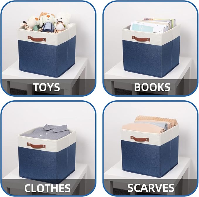 Temary Fabric Storage Bins for Cube Organizer 4 Pack Cube Storage Bins 13 Storage Cubes for Shelves Storage Baskets for Organ