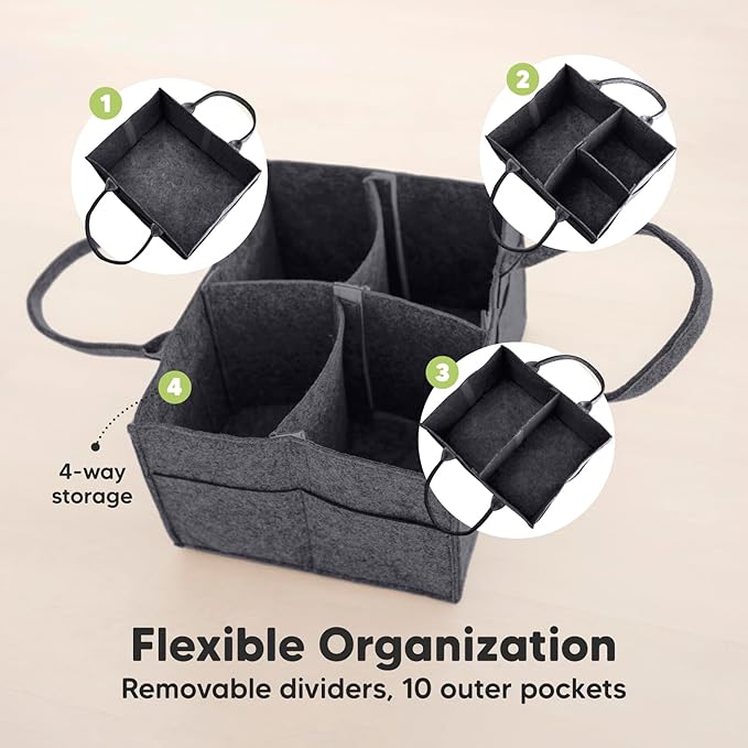 KeaBabies Baby Diaper Caddy Organizer with Handle - Portable Baby Car Organizers and Storage for Nursery, Changing Table, Lar
