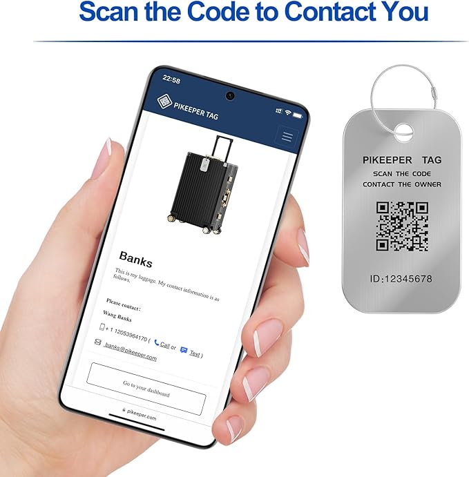 Smart Luggage Tags for Suitcase 4-Pack (2S2B) - Waterproof QR Code ID Labels, Show Scanner’s Location on Scan, Customizable &