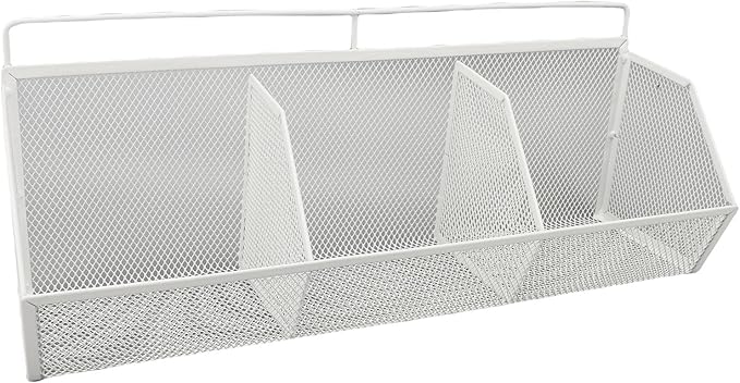 Metal Wire Basket, 3 Grids Wall Hanging Baskets, Wall Mount Slanted Opening Storage Organizer for Kitchen Bathroom Laundry Ro