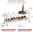 Bumusty 2-Tier Expandable Shoe Rack for Closet, 18“-33” Adjustable Shoe Rack for Small Space, Small Shoe Organizer for Front 