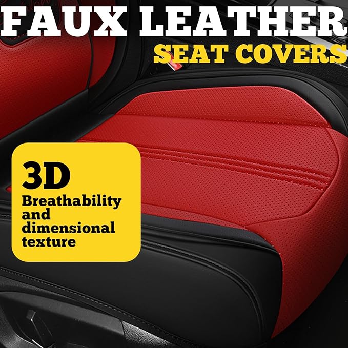 LINGVIDO Car Seat Covers Full Set (5 Seats) - Premium Perforated Nappa Leather, Waterproof Shield, Omni-Adapt Fit SUVs Sedans