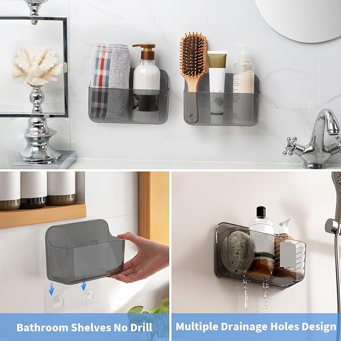 Diesisa 2pc Acrylic Wall Mount Organizer, Adhesive Cabinet Door Organizer,Acrylic Bathroom Shelves for Wall,No Drilling Hang 