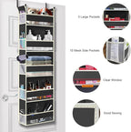 Over The Door Hanging Organizer 5-Shelves and 10 Side Pockets, Over The Door Storage for Bathroom and Bedroom, Back of Door O