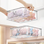 DILIBRA Socks Underwear Drawer Organizer for Closet, 16 Compartment Removable Divided Plastic Clear Sock Storage Box with Lid