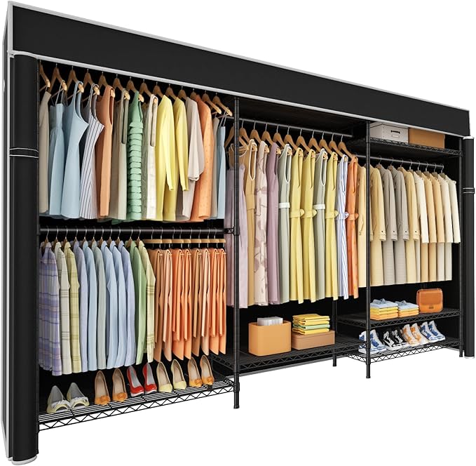 Ulif E13C Max Heavy Duty Closet Organizer System，Freestanding Clothing Racks for Hanging Clothes，Adjustable Garment Rack 86" 