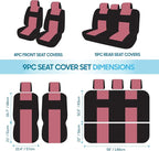 BDK PolyPro Car Seat Covers Full Set in Pink on Black, Front and Rear Split Bench Seat Covers for Cars, Easy to Install Car S