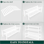Smiry Bamboo Shoe Rack for Closet, 4 Tier Wooden Stackable Shoe Organizer, Free Standing Shoes Storage Shelf for Entryway, Fr