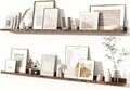 Fun Memories Picture Ledge Shelves Set of 2, 55 Inch Rustic Wall Mounted Floating Shelves with Lip for Home Storage and Décor