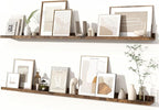 Fun Memories Picture Ledge Shelves Set of 2, 55 Inch Rustic Wall Mounted Floating Shelves with Lip for Home Storage and Décor