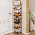 LUCKNOCK Vertical Shoe Rack, 8-Tier Tall Narrow Shoe Organizer for Entryway, Closet, Dorm & Small Spaces, Freestanding Wooden