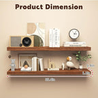 Floating Shelves for Wall, Set of 2 Solid Wood Wall Shelves for Bathroom, Small Hanging Shelf for Books Storage Room Decor (W