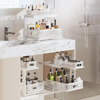 2 Pack Under Sink Organizer With Next-Gen Ball-Bearing Slides,2-Tier Precision Mesh Pull Out Cabinet Drawers Storage for Bath