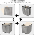 Yunkeeeper storage bins Cubes, Fabric Cube Organizer with Handle, Foldable Cube Bins for Cloth or Accessary Storage, 11x11x11