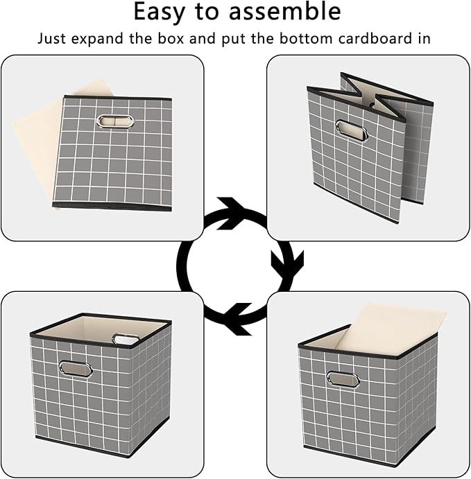 Yunkeeeper storage bins Cubes, Fabric Cube Organizer with Handle, Foldable Cube Bins for Cloth or Accessary Storage, 11x11x11
