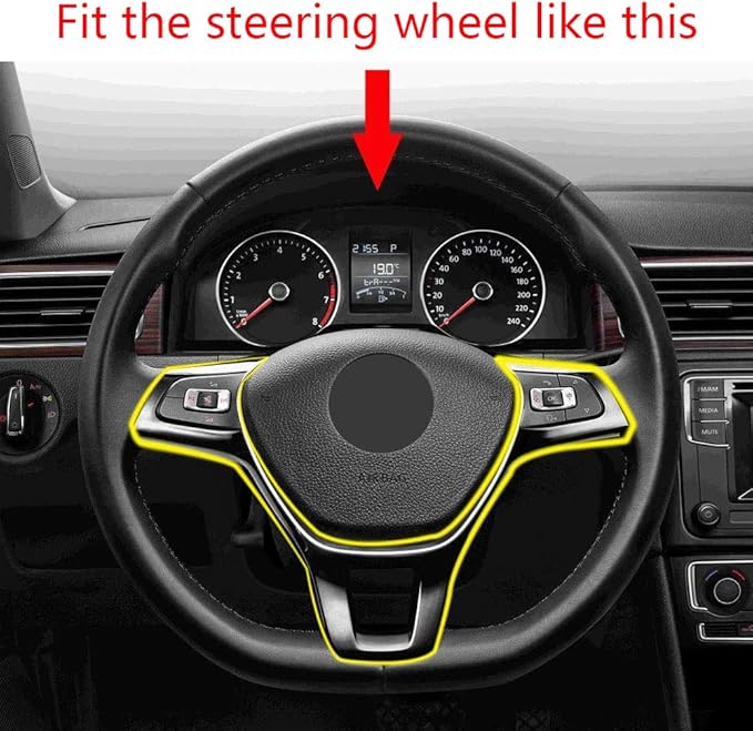 MAXDOOL Carbon Fiber Steering Wheel Cover Sequins Frame Trim Emblem for VW Volkswagen Jetta Passat e-Golf Golf Sportwagen Alltrack Arteon Atlas Tiguan Interior Accessories