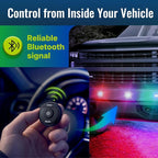 Wireless LED Lights for Car 4PCS with Base, Button and Remote Control Interior Ambient Strobe Light, USB-C 120H 8 Colors IP65 Waterproof Rechargeable Underglow Light for Cars, Trucks, Motorcycle