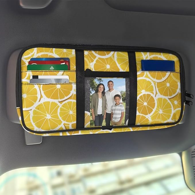 Lemon Black Cat Tactical Sun Visor Organizer,Car Accessories with Zipper Visor Storage Pouch, Adjustable Straps for SUV Truck