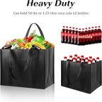 LadyRosian 10 Pack Heavy Duty Kitchen Reusable Grocery Bags, Durable XL Shopping Tote with Handle Can Hold 45+lbs, Stands Upright, Foldable & Washable (Black)