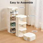 Vertical Shoe Rack, 9-Tier Plastic Stackable Storage Shelf for Small Closets and Narrow Spaces, Compact Free Standing Shoe Ra