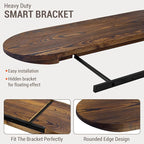 MyGift 32-Inch Premium Curved Oval Solid Wood Floating Shelf, Modern Wall-Mounted Display Rack for Home, Living Room, or Offi