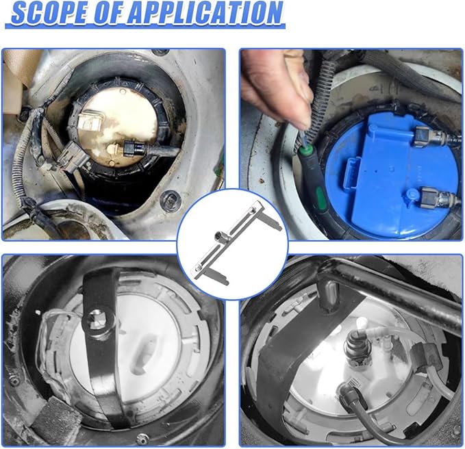 YoRise Car Fuel Pump Removal Tool, Adjustable Automotive Fuel Lid Tank Cover Collar Ring Remove Spanner, Universal Vehicle Lo