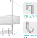 LUCYCAZ Over The Door Hooks Organizer, Door Hanger Storage with Coat Hooks Wreath Hanger & Mesh Basket, Over The Door Towel R