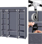 lapday 59 inches Portable Closet Wardrobe, Non-Woven Fabric Closet Storage Organizer with Hanging Rods &12 Storage Shelves, Q