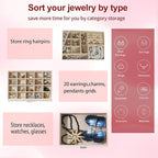BOOVO Clear Lid Jewelry Box,3 Layers Jewelry Organizer Large Multi-Functional Jewelry Storage Box with 2 Drawers,Jewelry Disp