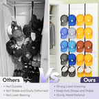 SWTYMIKI Over Door Hat Organizer - 2 Packs Metal Wall Mounted Hat Rack with 5-Tier Dual Hooks Design, Hanging Baseball Cap Or