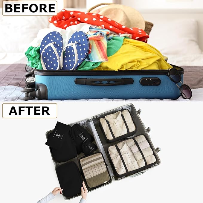 8 Set Packing Cubes for Suitcases Travel Luggage Packing Organizers,Travel Essentials Accessories Luggage Organizer with Shoe