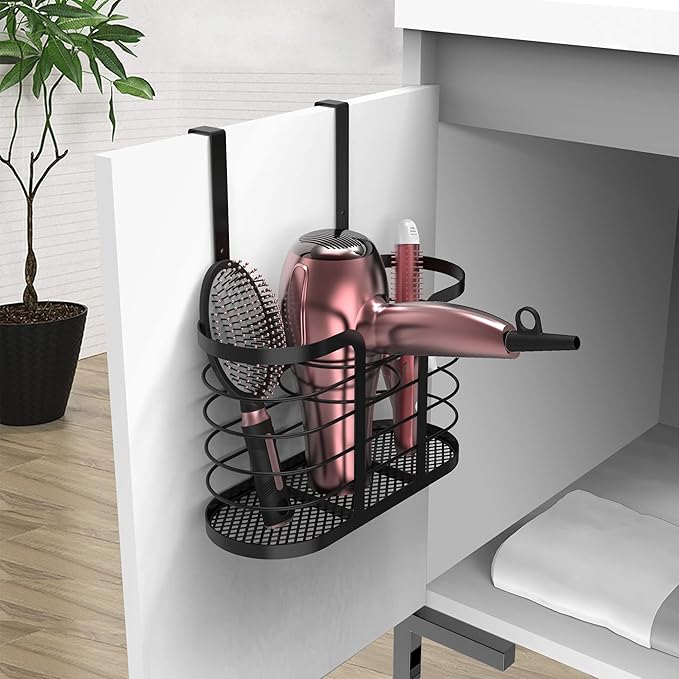 YIGII Hair Tool Organizer - Dryer Holder/Blow Holder Cabinet Door, Bathroom Care & Styling Tools Storage Basket for Dryer, Fl