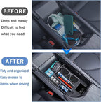 TOPINSTALL Center Console Tray Compatible with 2018-2024 Toyota Camry XLE XSE and 2020-2024 Camry LE SE with Dual USB Ports, Interior Accessories Armrest Console Organizer (Not for 2025)