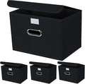4-Pack Large Collapsible Storage Bins with Lids,Fabric Storage Cubes Organizer for Shelves,Closet,Nursery,Foldable Cube Stora