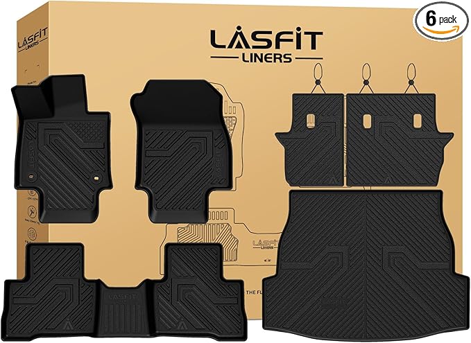 LASFIT Floor Mats & Backrest Mats & Trunk Mat for Toyota RAV4 2019-2025 (Only Fit Hybrid) All Weather TPE Custom Fit Floor Liners Car Mats Full Set Accessories, Lifespan 5 Years+, Black
