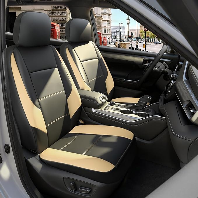 GIANT PANDA Front Car Seat Covers Custom Fit for Toyota Rav4 Camry Highlander Corolla Prius Venza Avalon, Faux Leather Bucket