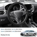 Steering Wheel Cover for Chevy Malibu 2016-2024/ Equinox 2018-2024/ Bolt EV 2017-2021/ Volt 2016-2019, Car Steering Wheel Cover for Chevrolet (Black Perforated Leather)
