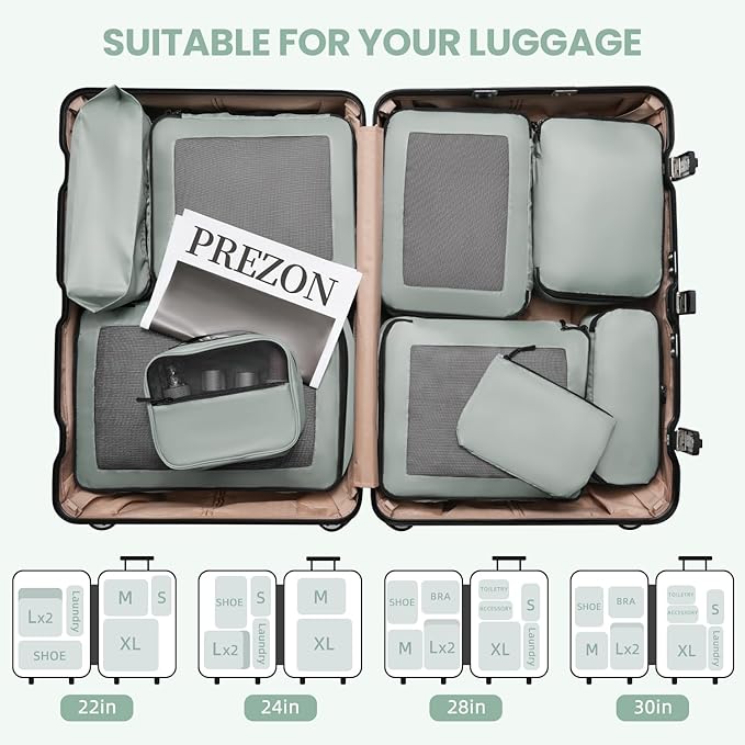 Mesh Packing Cubes for Travel, Durable Luggage Organizer with Sturdy Material and Double Zippers, Comprehensive Set for Trave