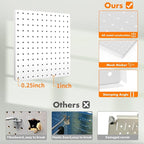 Peg Board, 6PCS Metal Pegboard, Heavy Duty pegboard Wall Organizer with Frame. White pegboard for Walls, Garage, Workbench, C