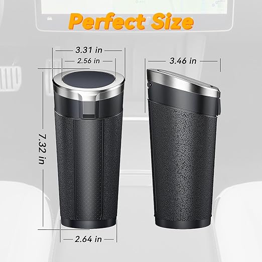 Car Trash Can Bin with Lid - 2 Pack, Leakproof Garbage Can for Vehicle, Mini Trash Bin with 180 Attached Trash Bags, Easy to Clean Cup Holder Trash Can for Car, Home, Office