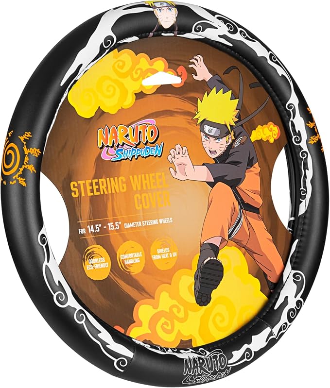 Naruto Shippuden Car Steering Wheel Cover, 15 Inch Anime Steering Wheel Cover, Cushioned Soft Comfortable Cover Anime Car Accessories for Men Women, Kirigakure
