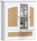 Spirich Bathroom Cabinet Wall Mount, Boho Medicine Cabinet for Bathroom, Over The Toilet Storage Cabinet with Rattan Doors an