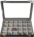 Stratalife Earring Organizer Velvet Jewelry Organizer Box 24 Grid Earring Tray Jewelry Display Jewelry Storage Jewelry Trays 