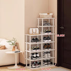 Bamboo Shoe Rack 12 Tier- Vertical Shoe Rack for Small Spaces, Tall Narrow Shoe Rack Organizer for Closet Entryway Corner Gar